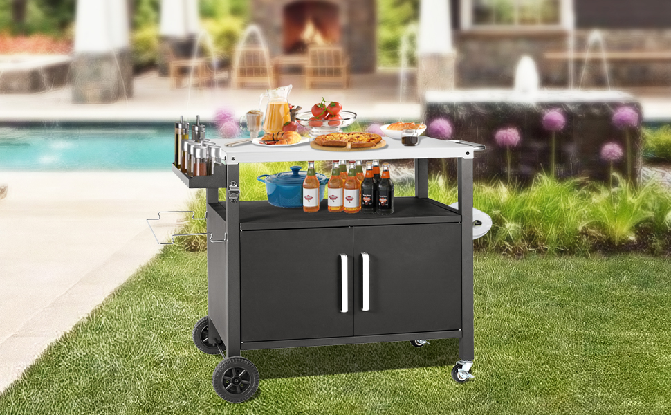 Kendane Grill Cart with big Cabinet