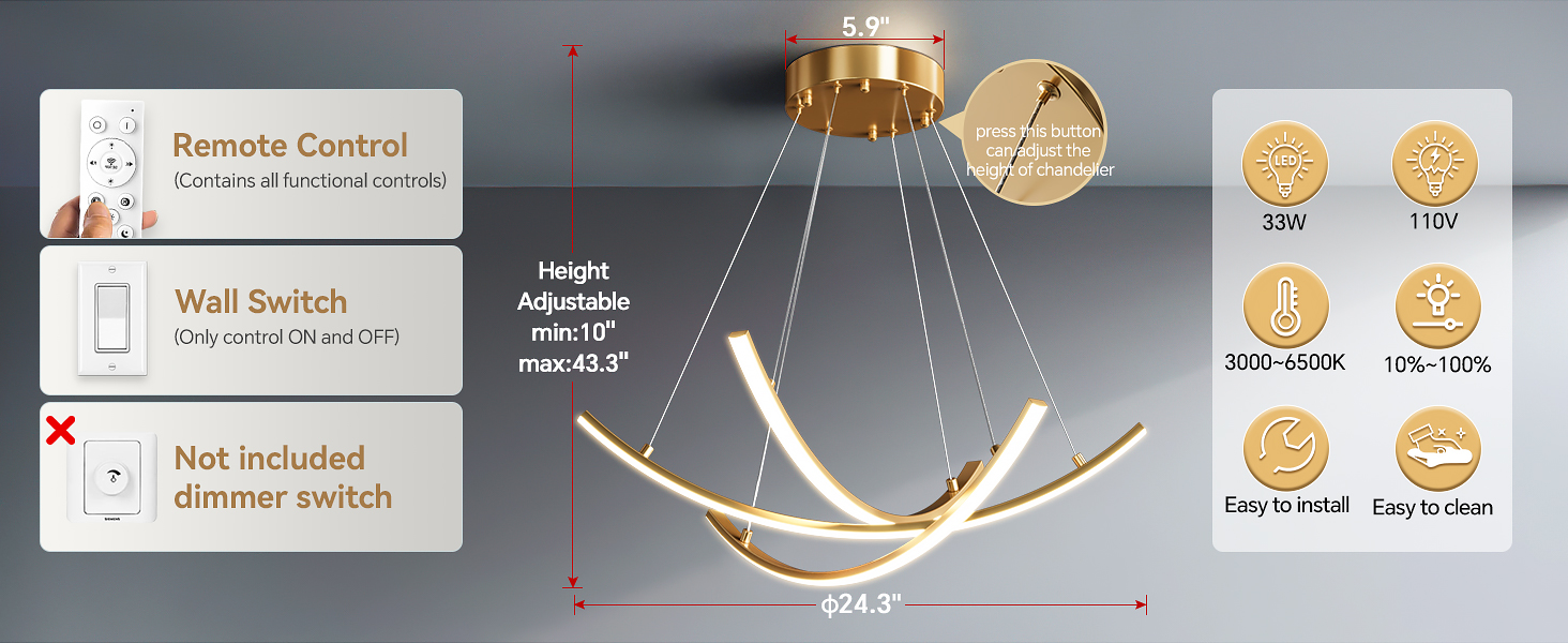 JYUWRIVG Led Modern Pendant Light with Remote Control