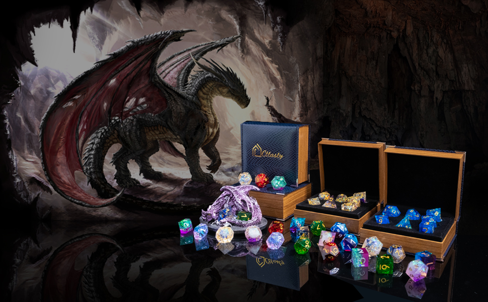 Cttasty DND Dice Set Resin Sharp Edge Dice Set Handmade