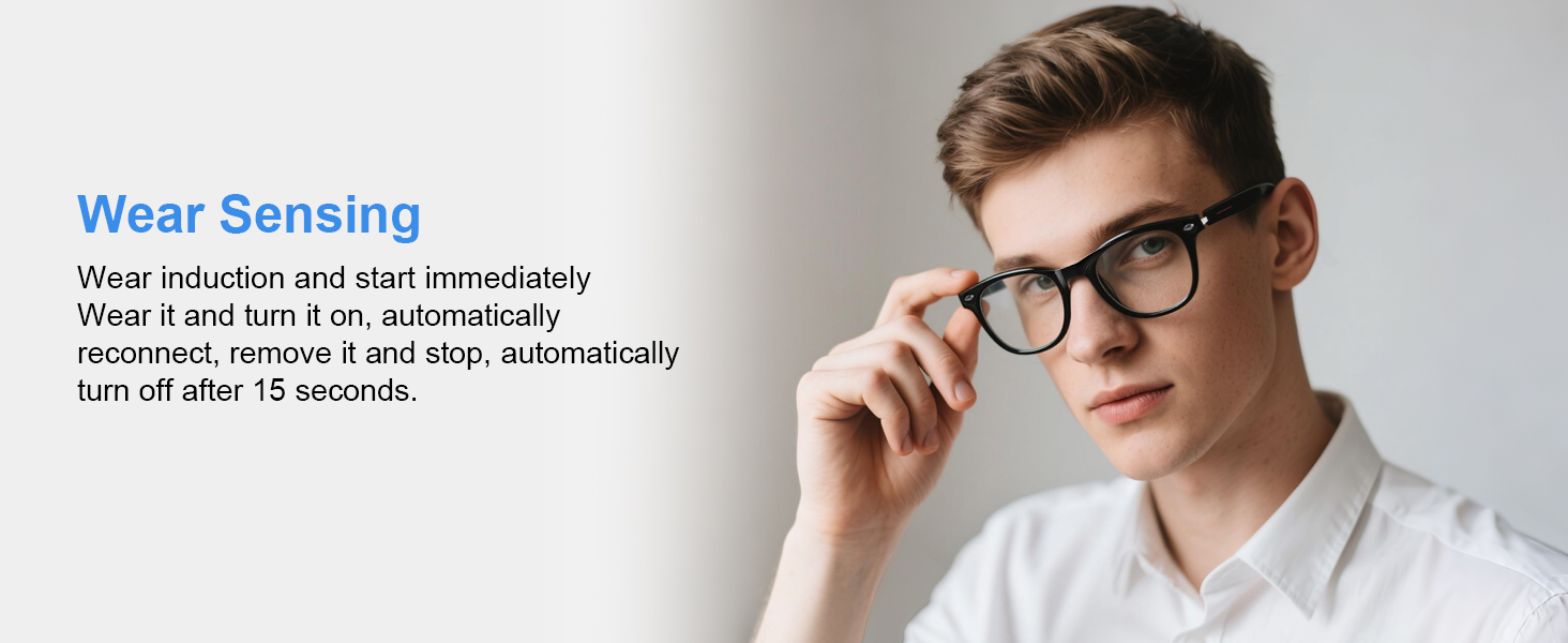 Smart AI glasses for women & men, smart glasses with wear sensing design