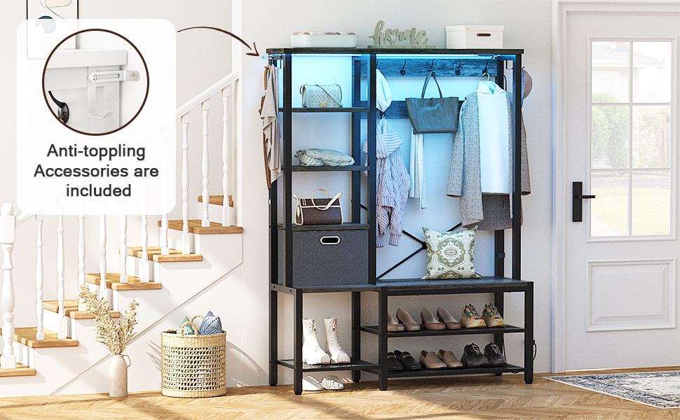 Amazon.com: Aheaplus Hall Tree with Storage Bench, Coat Rack