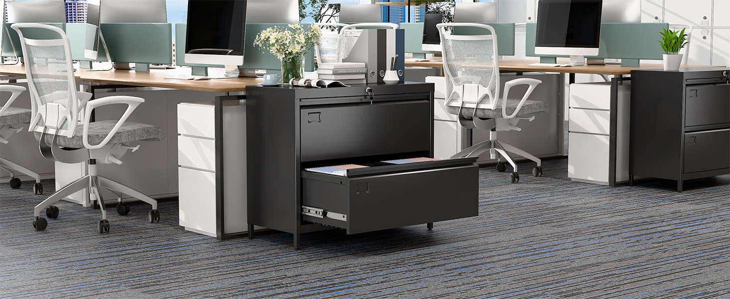 SUXXAN Metal 2 Drawer Lateral File with Lock