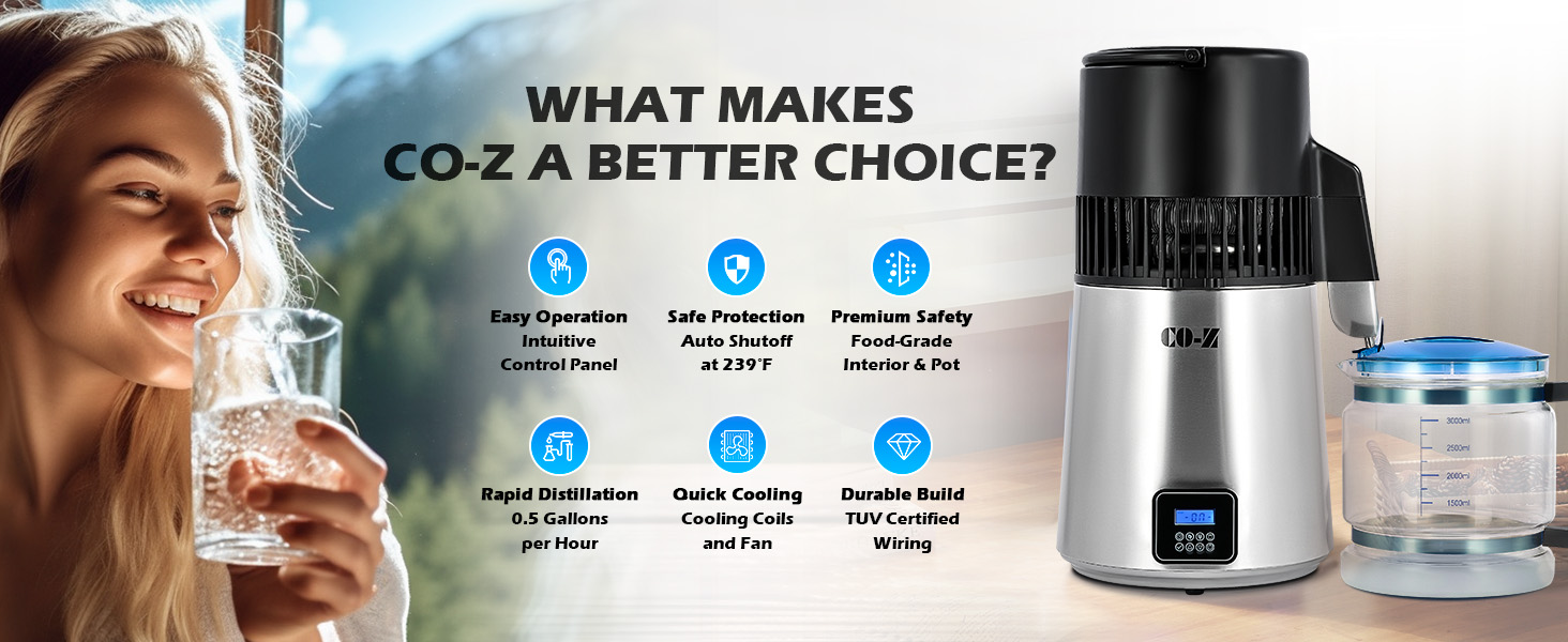 CO-Z 1.1 Gallon Water Distiller for Home Countertop
