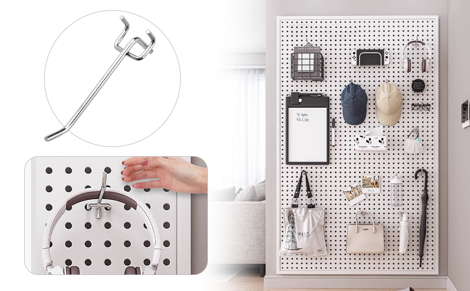 QPINGH 25Pcs Pegboard Hooks, 6" Length Peg Board Shelving Hooks Heavy Duty Peg Wall