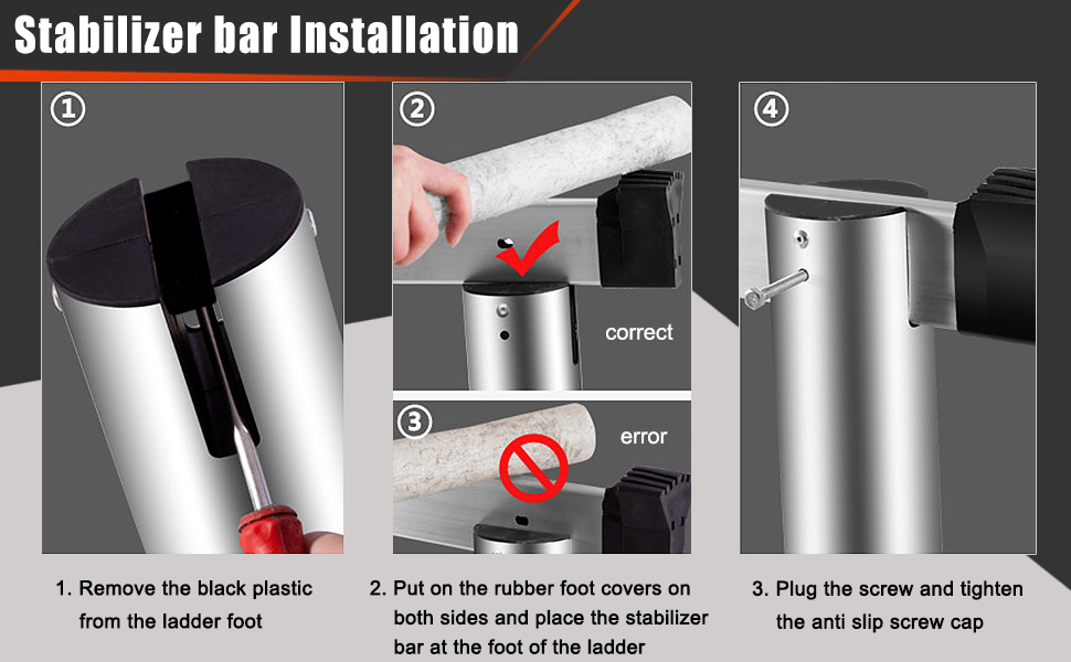 Installation of telescoping ladder stabilizer bar