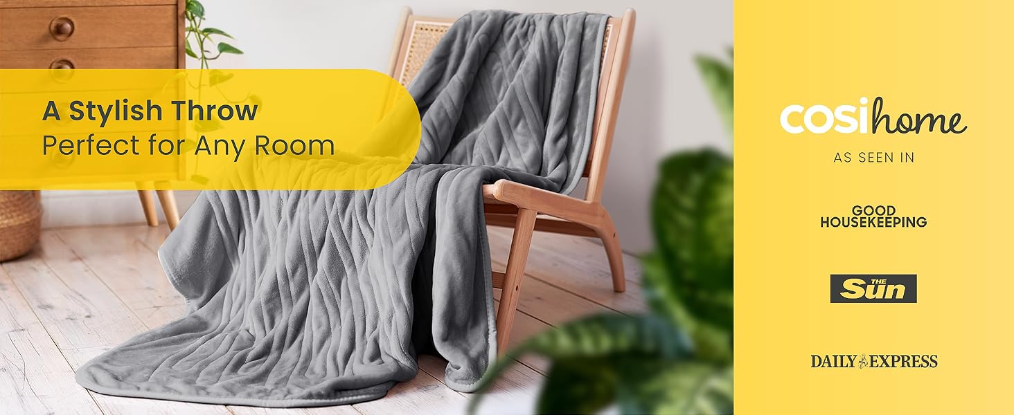 Cosi Home Heated Throw Electric Blanket CosiHome House Bed Lounge