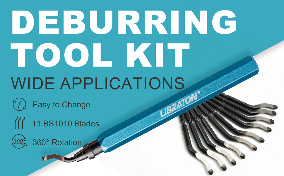 Libraton Deburring Tool with 11 High Speed Steel Blades (BS1010), 360