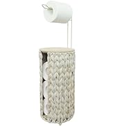 Coeusy Toilet Paper Holder with Storage,Wicker 4 Rolls of Tissue Holder for Bathroom,Handmade Wov...