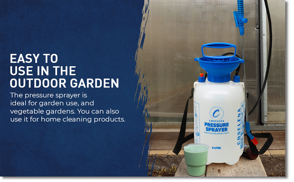 CoS 5 Litre High Pressure Sprayer, Pump Sprayer with Carrying Strap Garden Sprayer Pressure