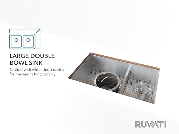 Ruvati 33-inch Low-Divide Undermount Tight Radius 60/40