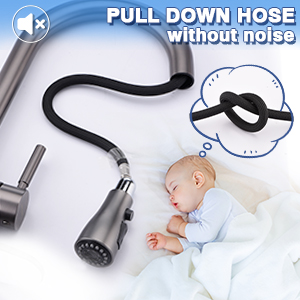 Black Stainless Kitchen Faucet with Pull Down Sprayer, Single Handle Commercial Modern RV Laundry Stainless Steel Sink Faucet 30 kitchen sink faucet with sprayer