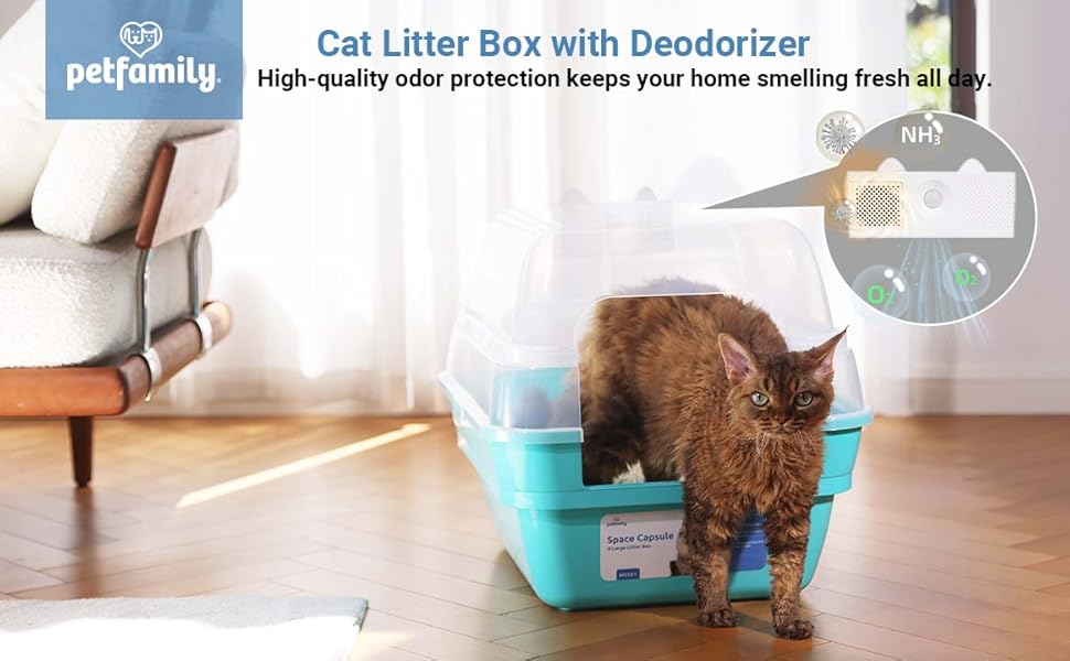 Petfamily Odor Control Cat Litter Box with Deodorizer