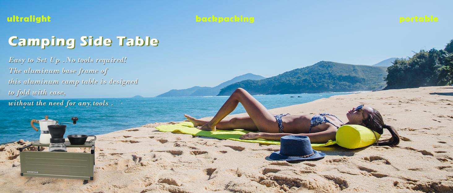 Camping side table lightweight beach table