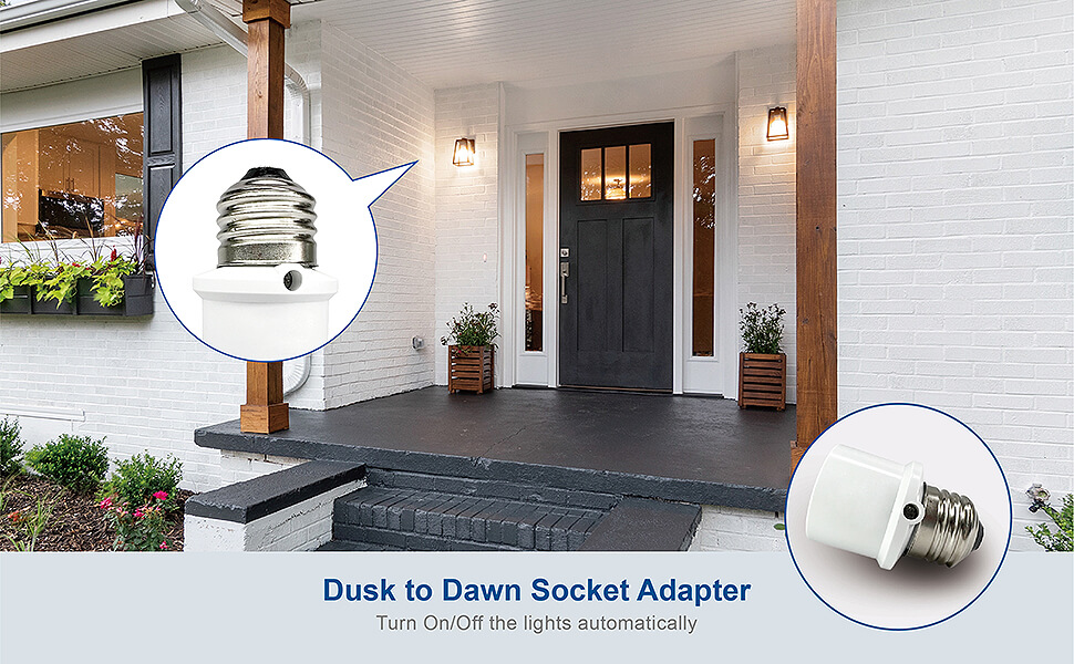 ZILLSEA Dusk to Dawn Light Socket, Automatic Light Sensor Socket for