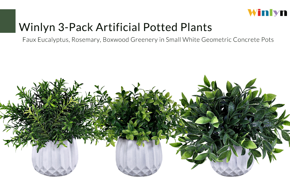 Winlyn 3-Pack Artificial Potted Plants