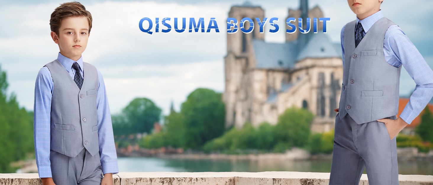 Boys Suit 4 Piece Vest Pant Set