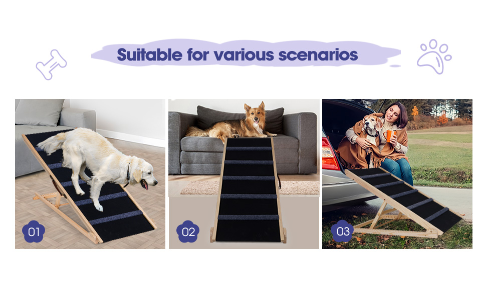 Dog Ramp for Bed, Adjustable Pet Ramp for Small Large Dogs