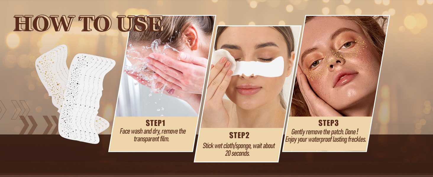 Remove the glitter freckles tattoo easily with makeup remover or cleansing oil