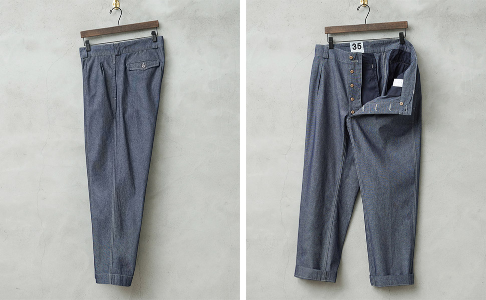 フランス軍1950～60年代M-52シャンブレー ツータックトラウザーWP139 WAIPER.inc フランス軍 1950～60年代 M-52 シャンブレー ツータック