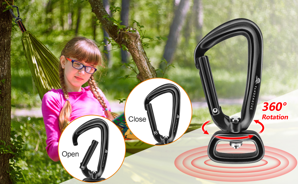 Locking Carabiner Clips with Swivel Ring