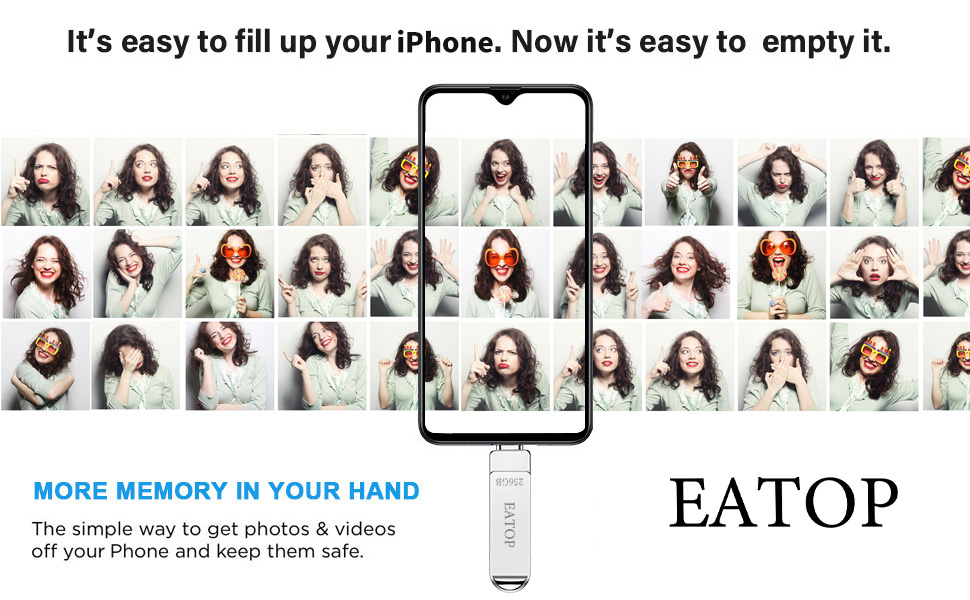 EATOP 256GB Photo Stick for iPhone Storage, iPhone Memory