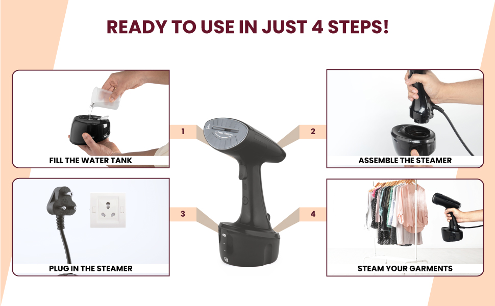 Borosil Handheld Digital Garment Steamer, Horizontal & Vertical Use