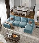 Walsunny Sectional Couches for Living Room, Convertible U-Shaped Sofa Couch with Double Chaise