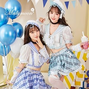 Malymoon チェック マリンコスプレ セーラー アイドル衣装 Amazon.co.jp: [Malymoon] マリン コスプレ セーラー 水兵