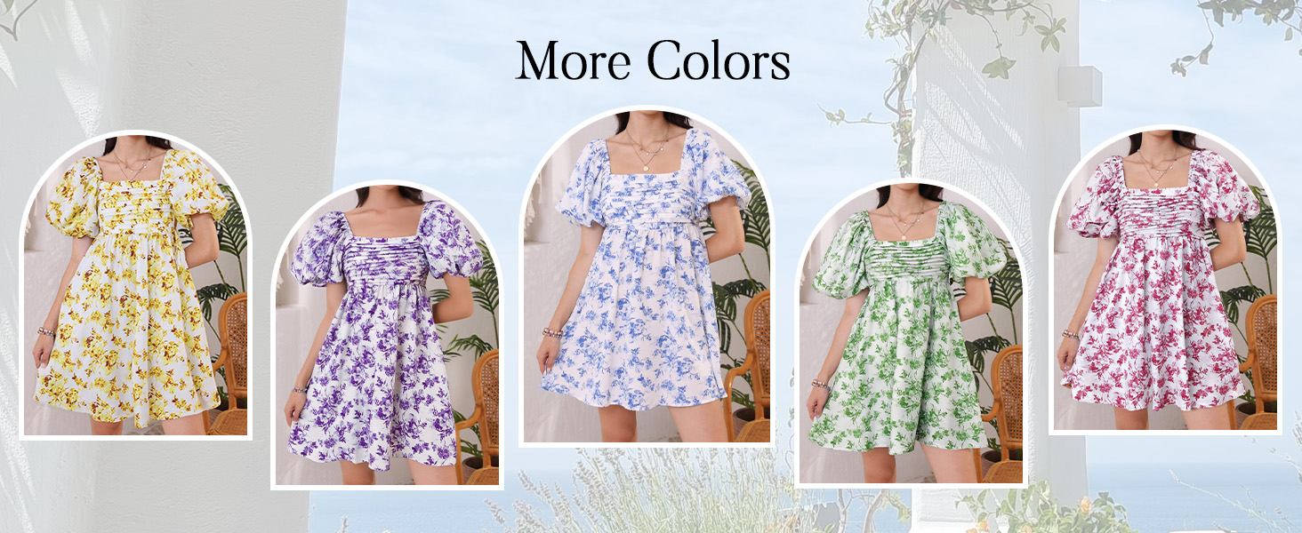 floral puff sleeve mini dress