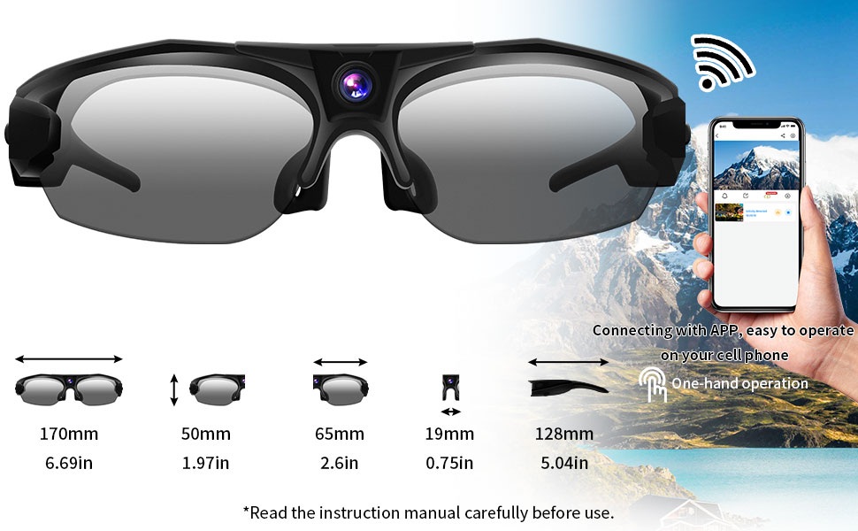 ZTCOLIFE Superior Camera Glasses, WiFi Video Glasses HD 1080P, Camera Sports Sunglasses