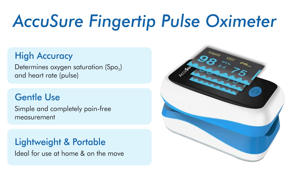 AccuSure YK011 Fingertip pulse oximeter with OLED Display, Audio Visual