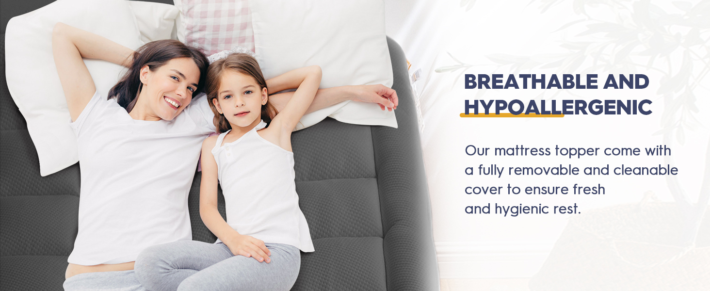 ELEMUSE Dual Layer 4 Inch Memory Foam Mattress Topper King