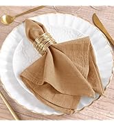 MLMW Fall Thanksgiving Cloth Napkins Set of 6 Caramel Dinner Cotton Napkins Cloth Bulk Washable 1...