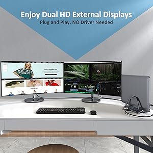 HU104B usb c laptop docking station dual monitor 