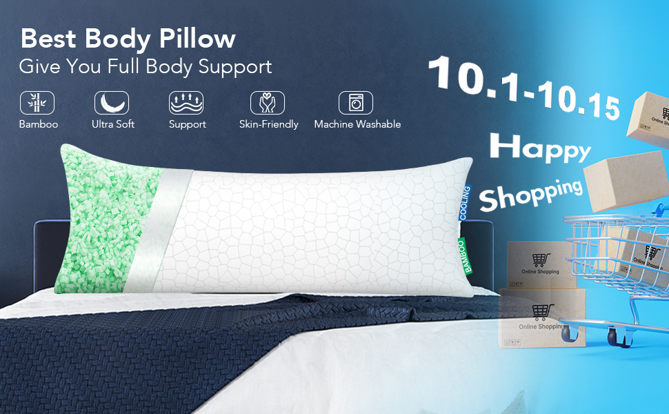 Cooling Body Pillow for Adults,Adjustable 58inch Extra Long Pillows for