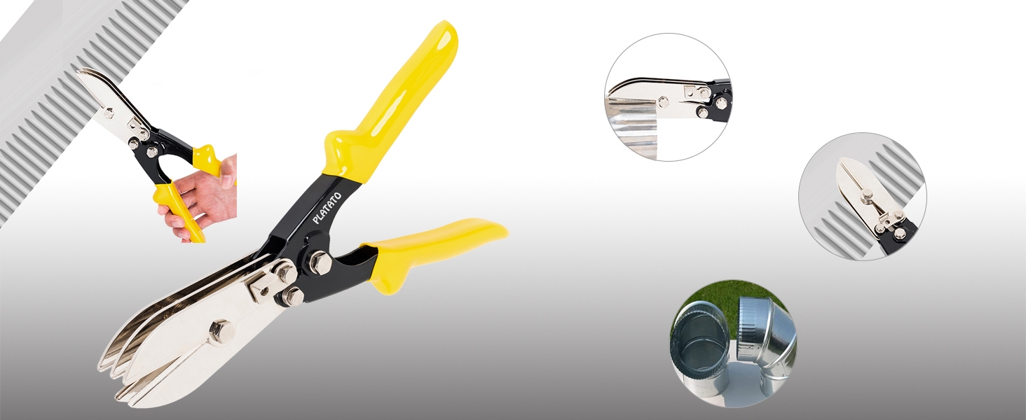 PLATATO 5 Blades Sheet Metal Tools HVAC Tool Duct Crimping Tool Gutter