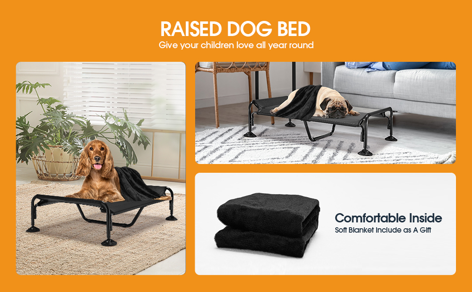 Hombanyan Elevated Outdoor Dog Bed, Waterproof Raised Dog