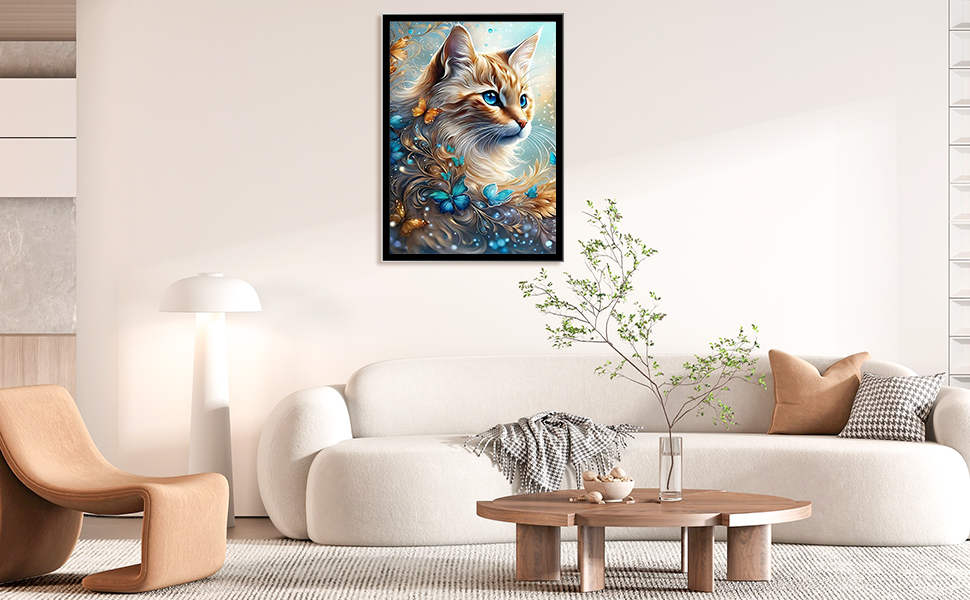 HEIBAGO Animal Diamond Painting for Beginners, 5D Cat Full Drill
