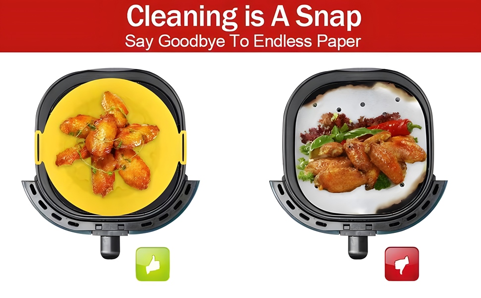 VERSAINSECT yer Liners for 3 to 6 QT, Pack of 2 Air Fryer Silicone Liners Foldable 7