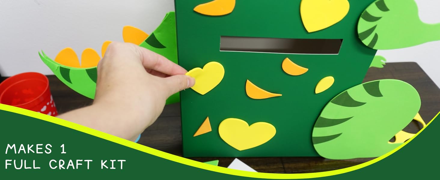 4E's Novelty DIY Dinosaur Valentines Card Box Craft Kit Makes 1 Valentines Day