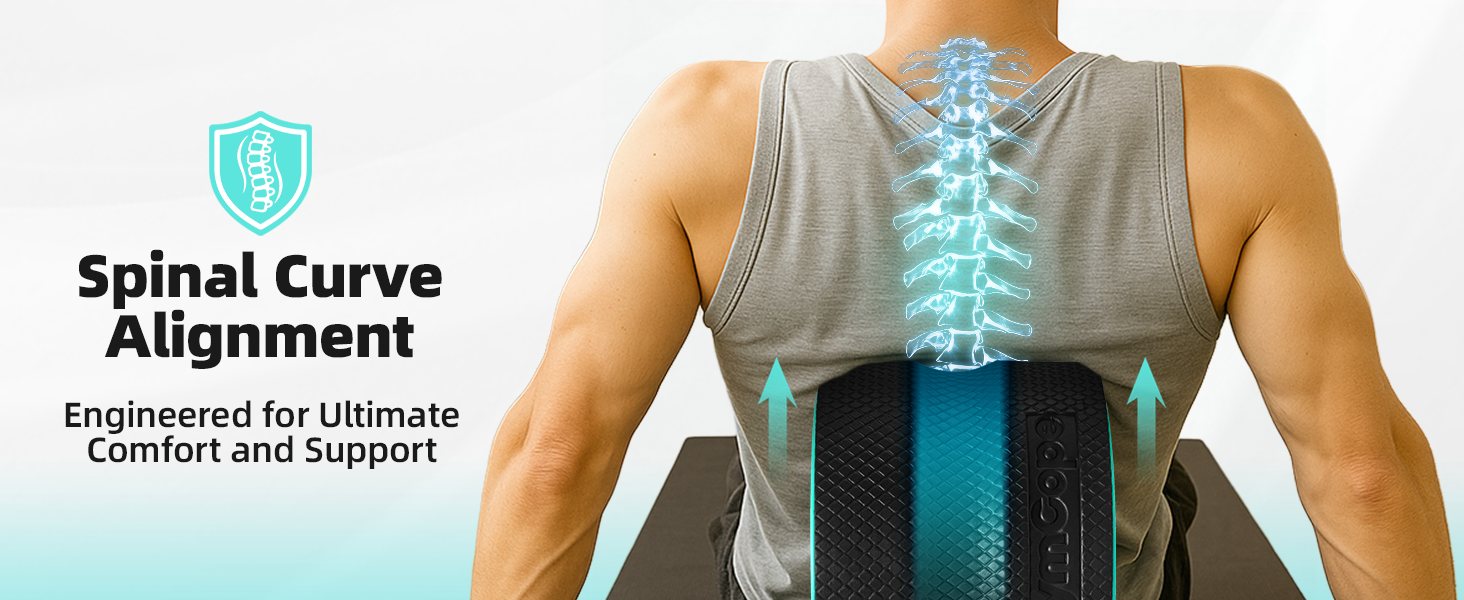 foam roller with eva padding for lower back massage and spinal curve alignment