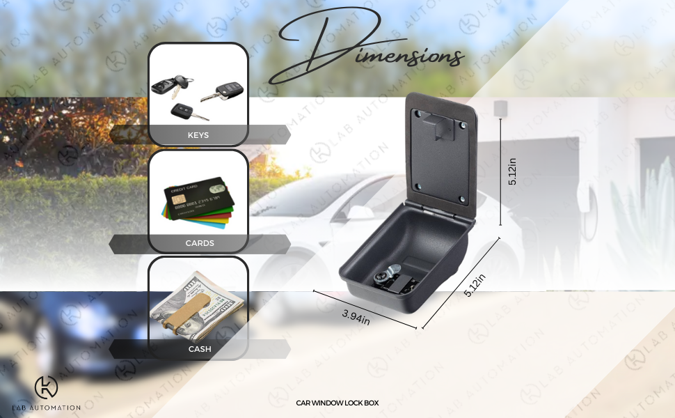 Lab Auto Works Car Window Key Lock Box 5.7x3.9x4 Inch