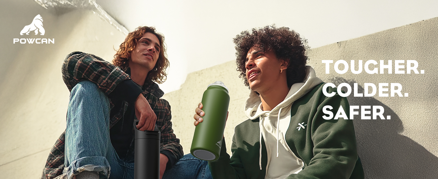 Banner - TOUGHER. COLDER. SAFER. POWCAN - Chill with thrill, never spill