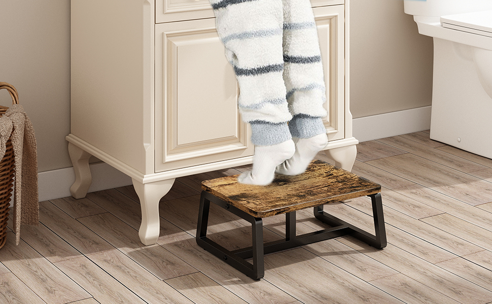 GILLAS Wooden Step Stool for Adults,Bed Steps for High Beds, Short