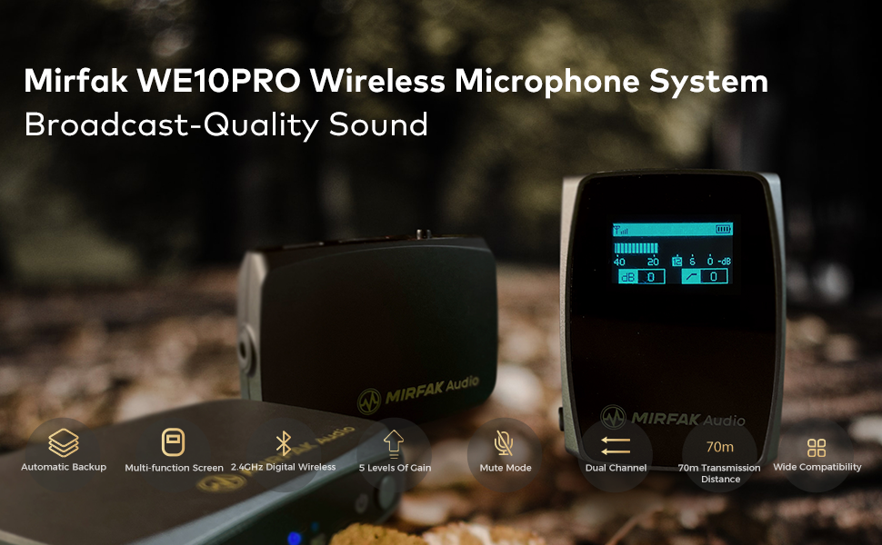 Amazon.com: MIRFAK WE10PRO 2.4GHz 雙通道無線麥克風系統,配有