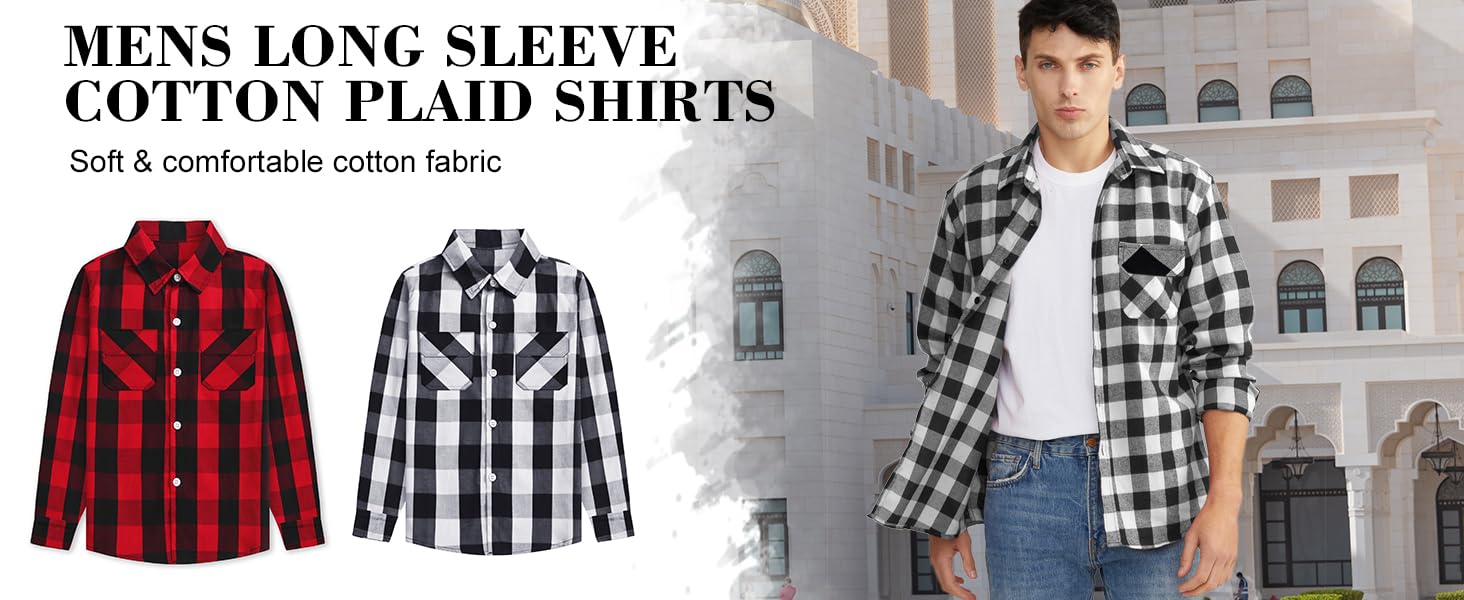 SANGTREE Boys and Mens Flannel Shirts Long Sleeve Button