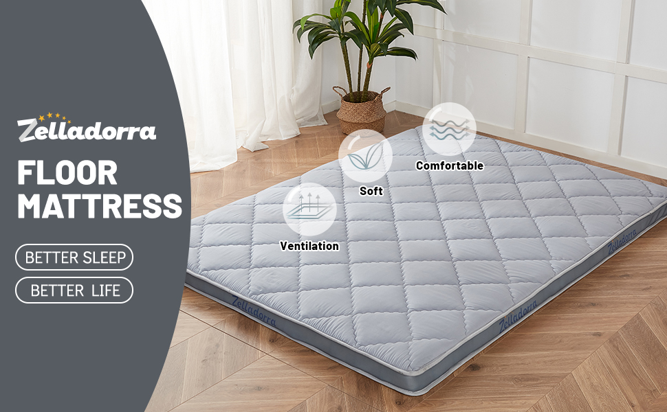 Zelladorra Japanese Floor Mattress, Thick Futon Mattress