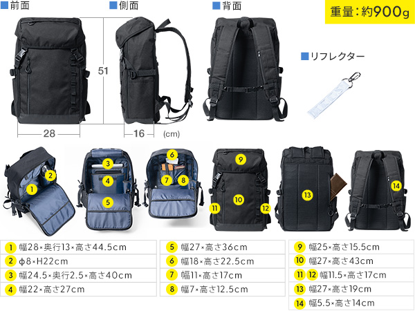 Amazon.co.jp: [サンワダイレクト] リュック フラップ付き 15.3