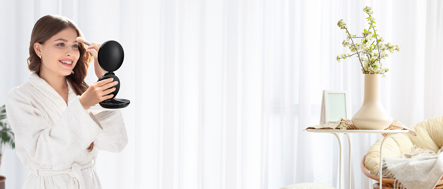 KEDSUM Rechargeable Lighted Makeup Mirror with Cover, LED