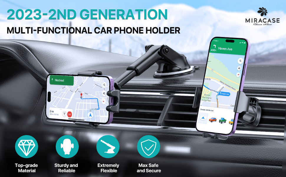 Miracase 【4in1】 Car Phone Holder, 【UltraStable& Strong Suction